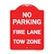 Signmission No Parking Fire Lane Tow Zone K-1645, Red & White Aluminum Sign, 18" x 24", RW-1824-23733 A-DES-RW-1824-23733 - alternate 1